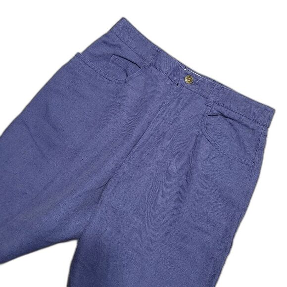 Vintage Talbots Petites Minimalist Navy Blue Irish Linen Blend Tapered Pants 8 - Picture 1 of 9